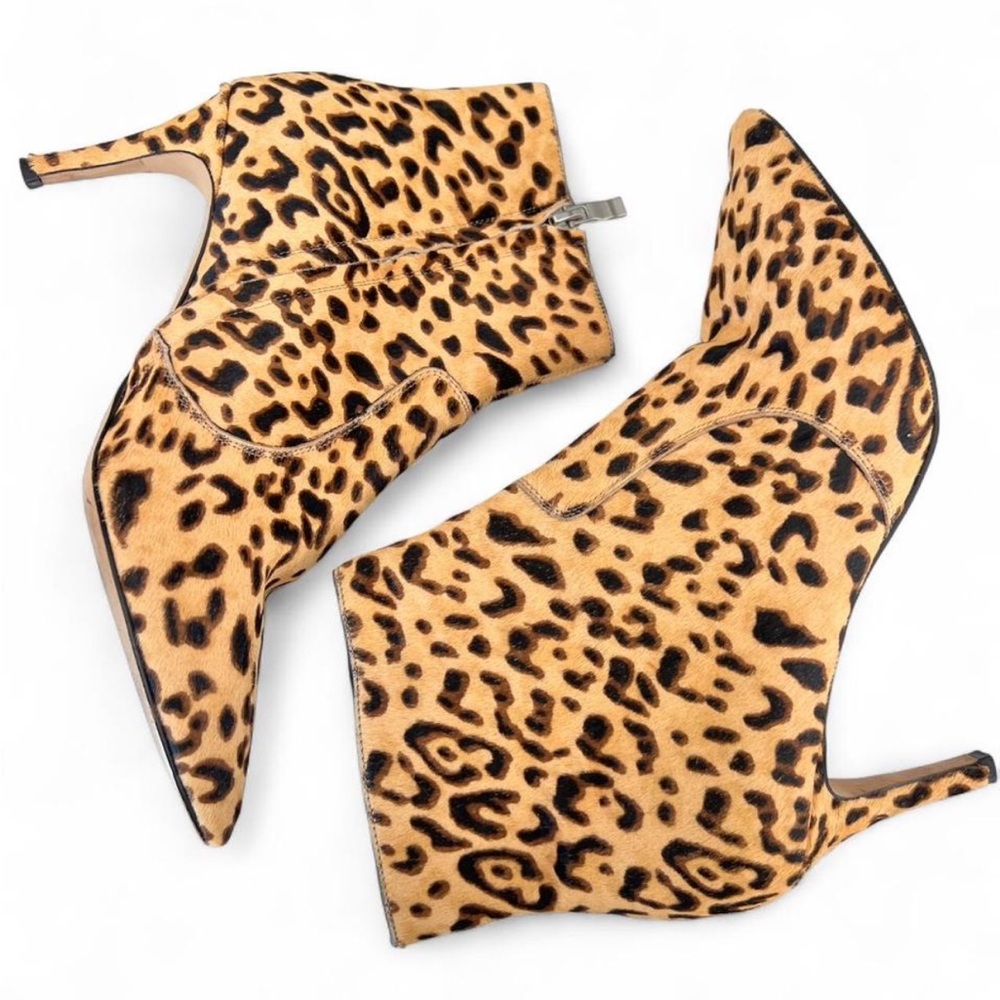 Halogen Nordstrom Leopard Calf Hair Pointed Toe Ankle Booties - 8M